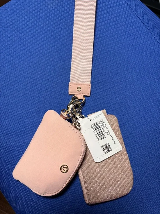 Lululemon Dual Pouch Wristlet limited edition Glitter Pink Champagne Mink Berry - Picture 1 of 7
